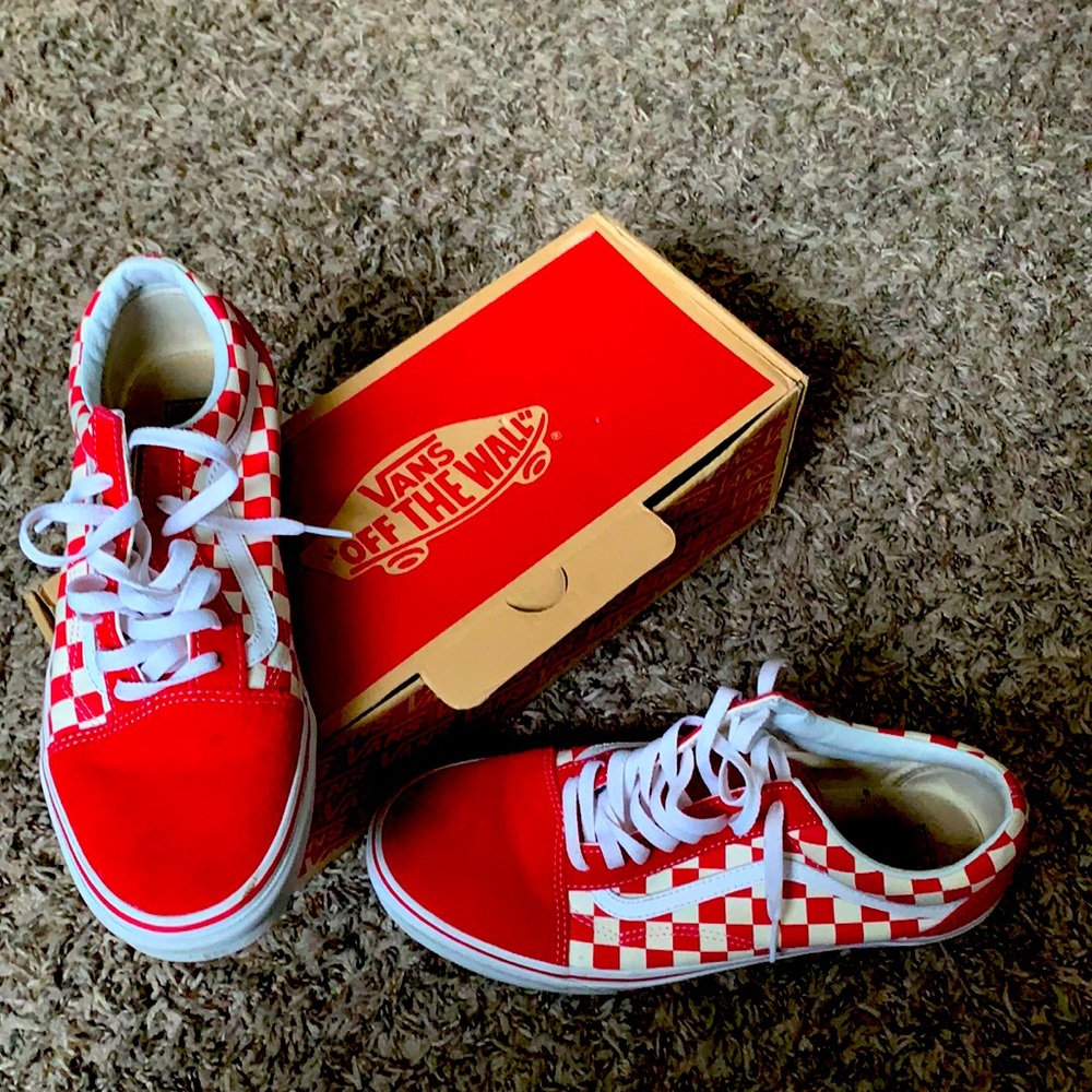 Red checkerboard “old school” Vans